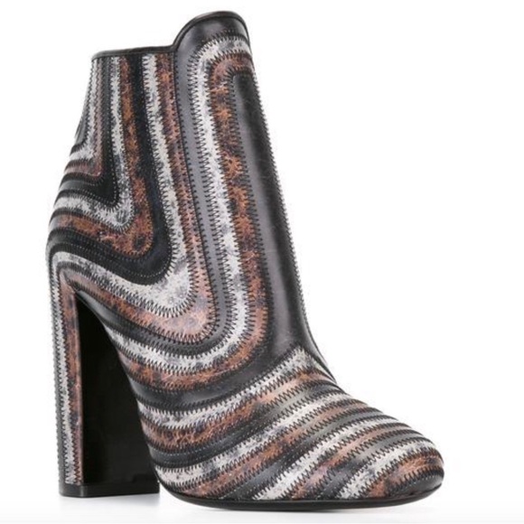 NWOB Salvatore Ferragamo Multicolor Leather Feeling Zig Zag Ankle Boots - Picture 3 of 11